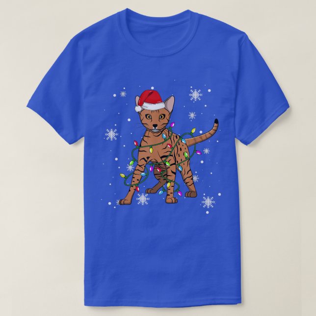 Camiseta Gato Ocicat Navidades Navidades ligeros sombrero d (Diseño del anverso)