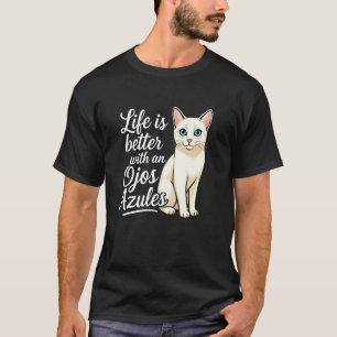 Camiseta Gato Ojos Azules La Vida es Mejor Divertido Gato O