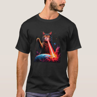 Camiseta Gato Ojos Láser Divertidos Espacio & Amantes de Ga