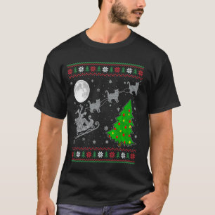 Camiseta Gato Ojos Láser Feos Árbol Navidad Santa Montando 