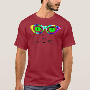 Camiseta Gato Ojos Vidrio Verde Gafas de centeno Cara de ga