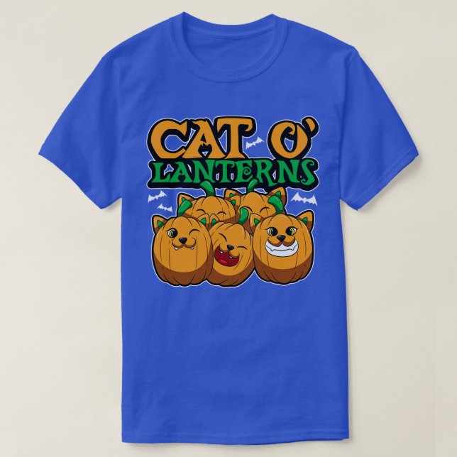 Camiseta Gato OLanterns Gatitos Calabazas felinas (Diseño del anverso)
