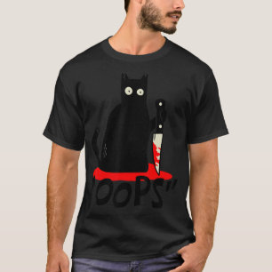 Camiseta Gato Oops Gato Negro Asesino Gato Con Knife Hallo