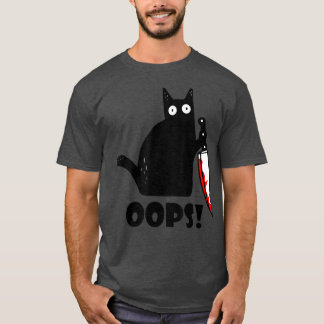 Camiseta ¡Gato Oops! Gracioso gato negro asesino con cuchil