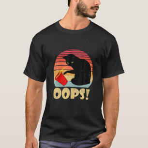Camiseta ¡Gato Oops! Gracioso Gato Negro Llamando Sobre Un