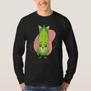 Camiseta Gato Orejas Cubierta Pickle Vegetable Cucumber Veg