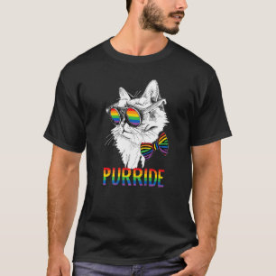 Camiseta Gato Orgullo Gay Gafas de Arcoiris LGBTQ LGBT