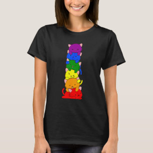 Camiseta Gato Orgullo Gay LGBT Gatos Montón Bandera de Arco