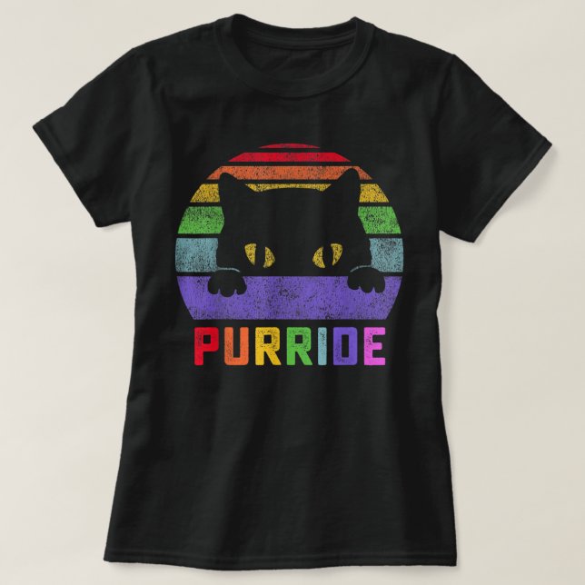 Camiseta Gato orgullo perseguir gay LGBTQ bandera arcoiris  (Diseño del anverso)