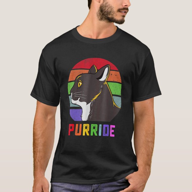 Camiseta Gato Orgullo Purride Gay Lgbtq Bandera Arcoiris Re (Anverso)