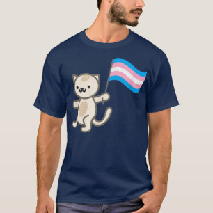Camiseta Gato orgulloso portando la bandera transgénero 