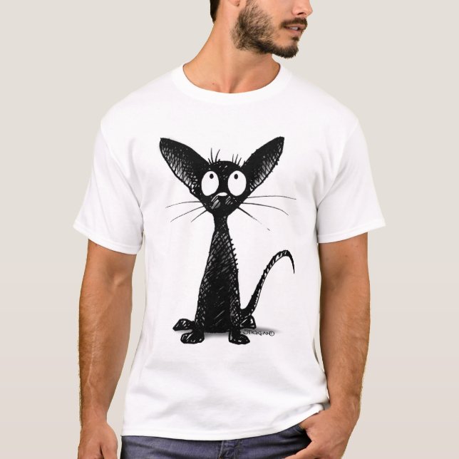 Camiseta Gato oriental negro divertido (Anverso)