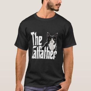 Camiseta Gato Papá El Padrino Gato Gordo Blanco y Negro Ado