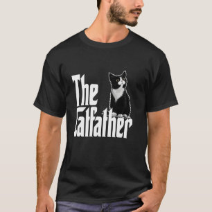 Camiseta Gato Papá El Padrino Gato Gordo Blanco y Negro Ado