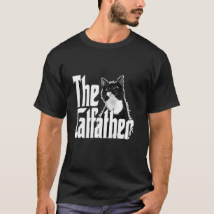 Camiseta Gato Papá El Padrino Gato Gordo Blanco y Negro Lin