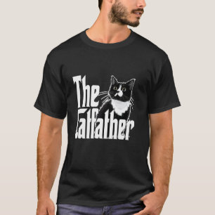 Camiseta Gato Papá El Padrino Gato Gordo Blanco y Negro Lin