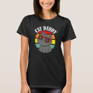 Camiseta Gato papá puesta de sol retro estilo ochenta angus