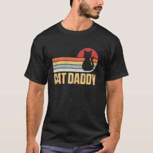 Camiseta Gato Papá Rayas Horizontales Atardecer Retro Amor 