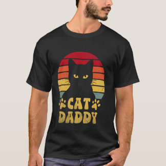 Camiseta Gato Papá Retro 70s 80s Gato Negro Hombres Diverti