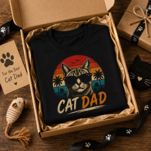 Camiseta Gato Papá Retro Atardecer Palma día del padre
