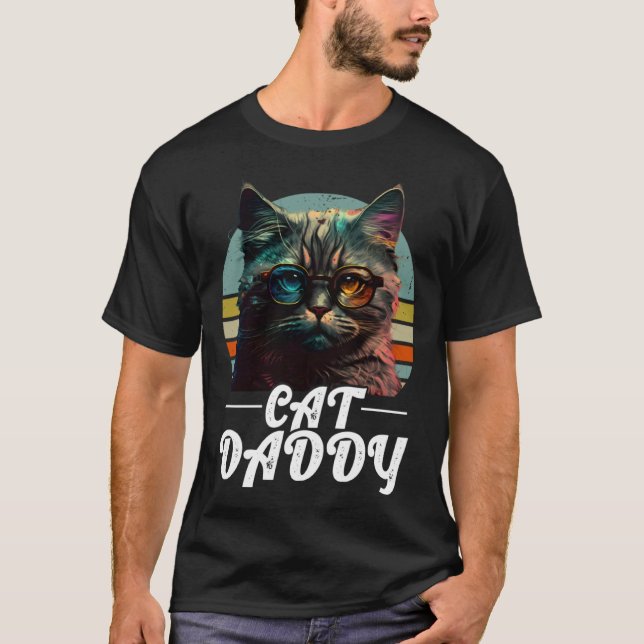 Camiseta Gato Papá Tabby Estilo Retro Ochentero (Anverso)