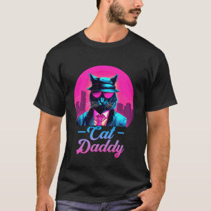 Camiseta Gato Papá Vintage Ochenta Estilo Ochentero Gato Pa