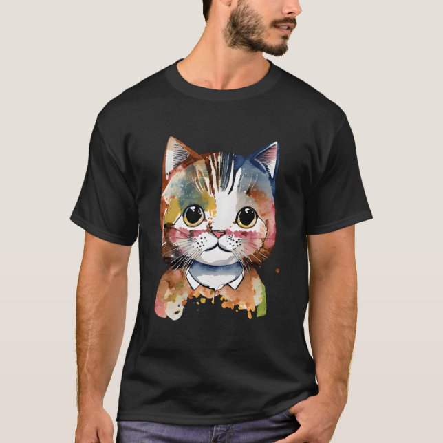 Camiseta Gato Para Adopción Gatita Colorida (Anverso)