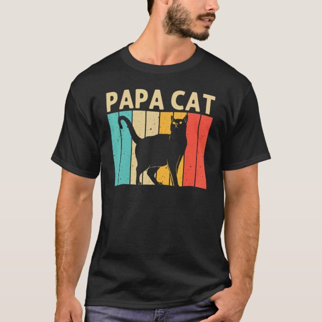 Camiseta Gato Para Hombres Papá Gato Negro Gato Gatos Gatos (Anverso)