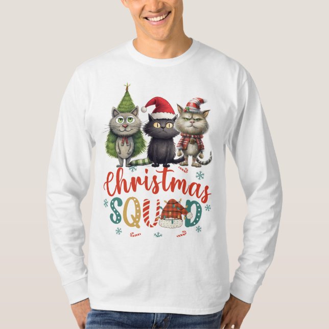 Camiseta Gato para los amantes del gato Navidades SQUAD div (Anverso)