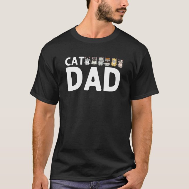 Camiseta Gato Para Los Hombres De Papá Cutan Animales Masco (Anverso)