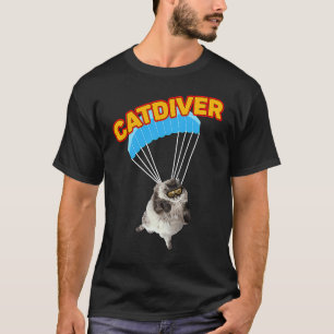 Camiseta Gato Paracaidista Gato Buceador Paracaidista Parap