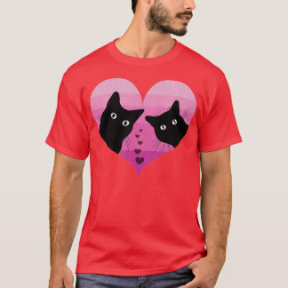 Camiseta Gato Pareja Retro Vintage Gracioso Gato Negro Vale