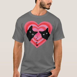 Camiseta Gato Pareja Retro Vintage Gracioso Gato Negro Vale