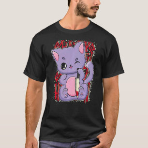 Camiseta Gato Pastel Goth Con Daga Mágica Para Yandere Y