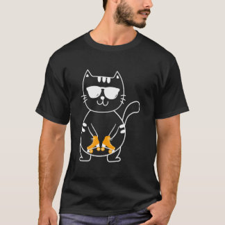 Camiseta Gato Patinador Patines Sobre Ruedas Patinaje Sobre