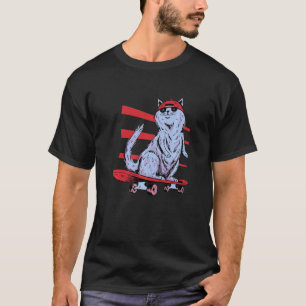 Camiseta Gato Patinando En Monopatín