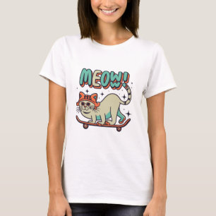 Camiseta Gato Patinando Miau