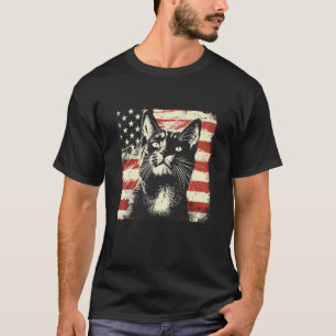 Camiseta Gato Patriota Americano 4 de Julio Hombres Mujeres
