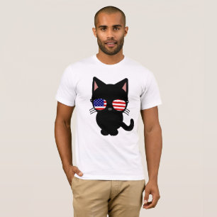 CAMISETA GATO PATRIOTA CON SUNGLASSES T-SHIRS
