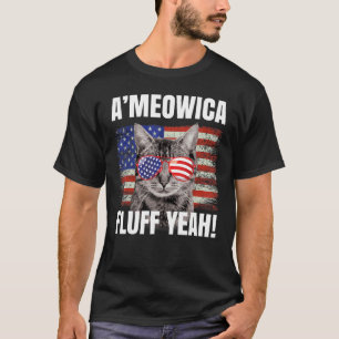 Camiseta Gato Patriótico A'meowica Fluff Yeah 4 De Julio
