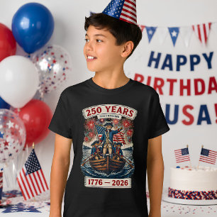 Camiseta Gato Patriótico Americano 250 Años 1776-2026 Niños