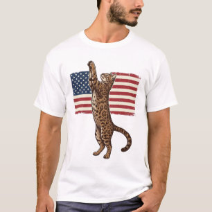 Camiseta Gato Patriótico Bandera Americana Diseño Vector Vi