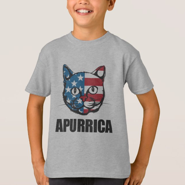 Camiseta Gato patriótico de la bandera americana de (Anverso)