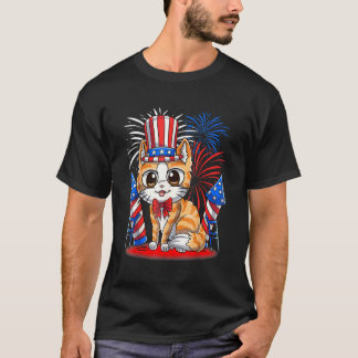 Camiseta Gato Patriótico del 4 de Julio Bandera Americana