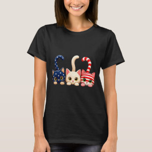 Camiseta Gato Patriótico Del 4 De Julio De EEUU Bandera Ame