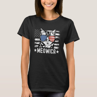 Camiseta Gato Patriótico Divertido del 4 de Julio con Gafas