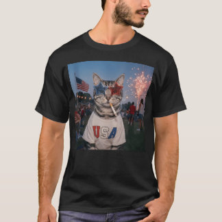 Camiseta Gato Patriótico Divertido Del 4 De Julio De Estado