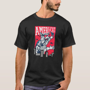 Camiseta Gato Patriótico Hombres Mujeres Ciudad