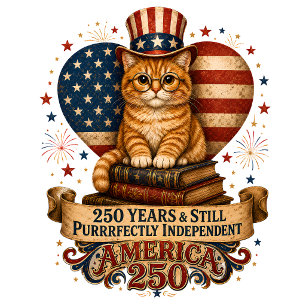 Camiseta Gato Patriótico Vintage América 250