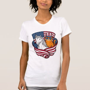 Camiseta Gato patriótico y diseño de vector vintage de unic